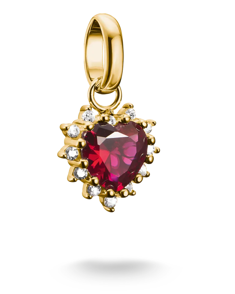 Thomas Sabo Charm Herz mit Lab Grown Rubin und weißem Zirkonia – Connect rot CC1279-M01-10 Gelbgoldfarben