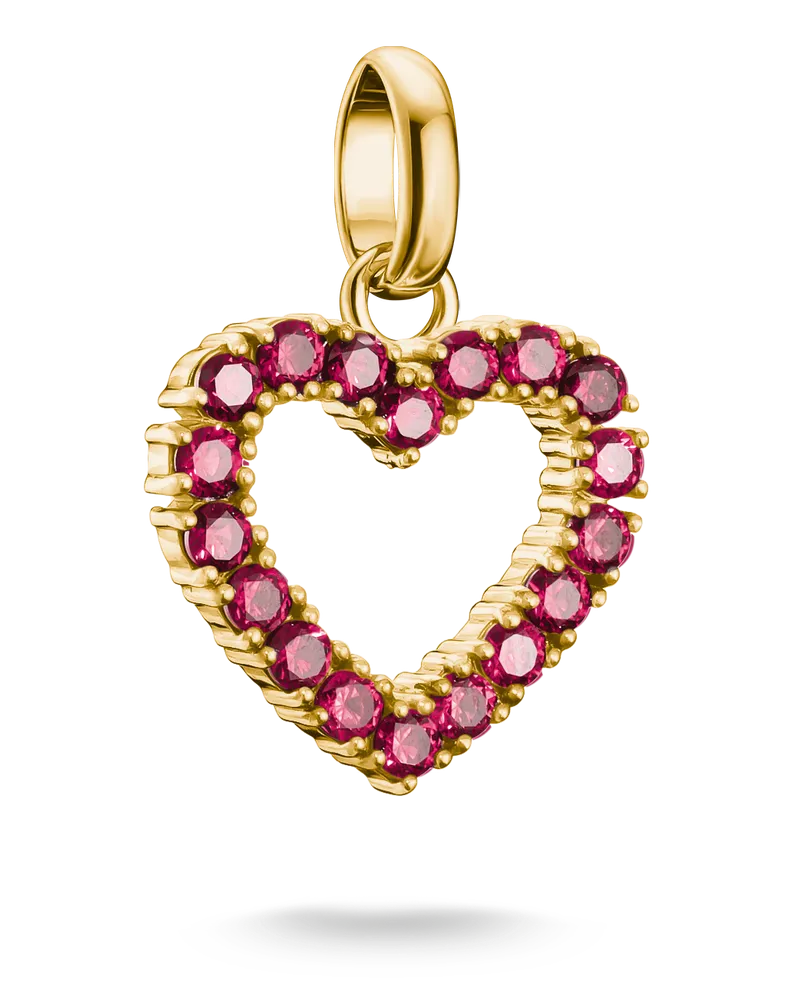 Thomas Sabo Charm Herz mit Lab Grown Rubin – Connect grün-grau-glänzend CC1237-M01-50 Gelbgoldfarben