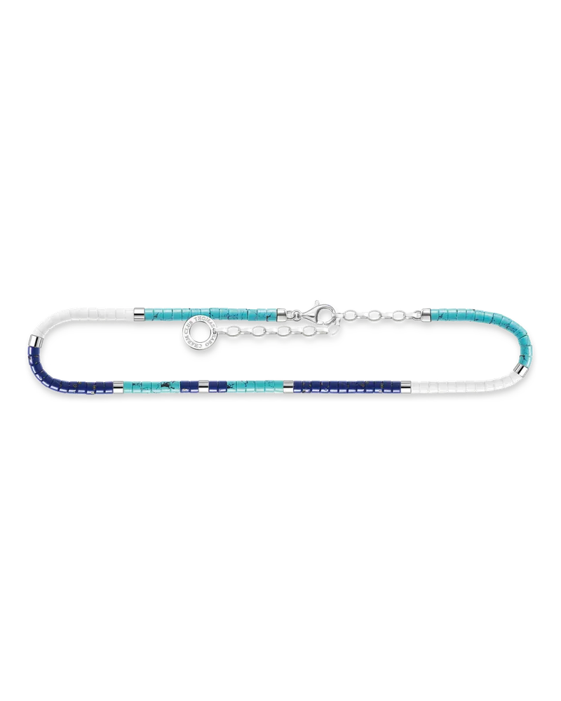 Thomas Sabo Damen Fußkette mit blauen Steinen, Sterlingsilber, Charming Collection Dunkelblau