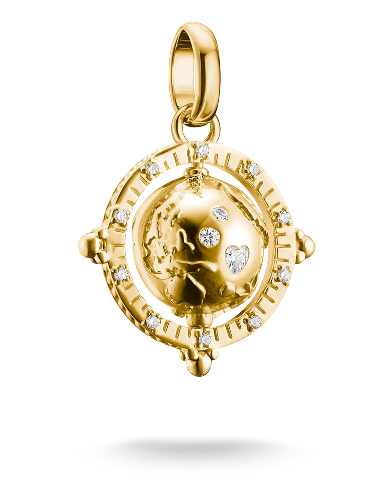Thomas Sabo Charm Erdkugel mit weißem Zirkonia – Connect weiß CC1348-M01-14 Gelbgoldfarben