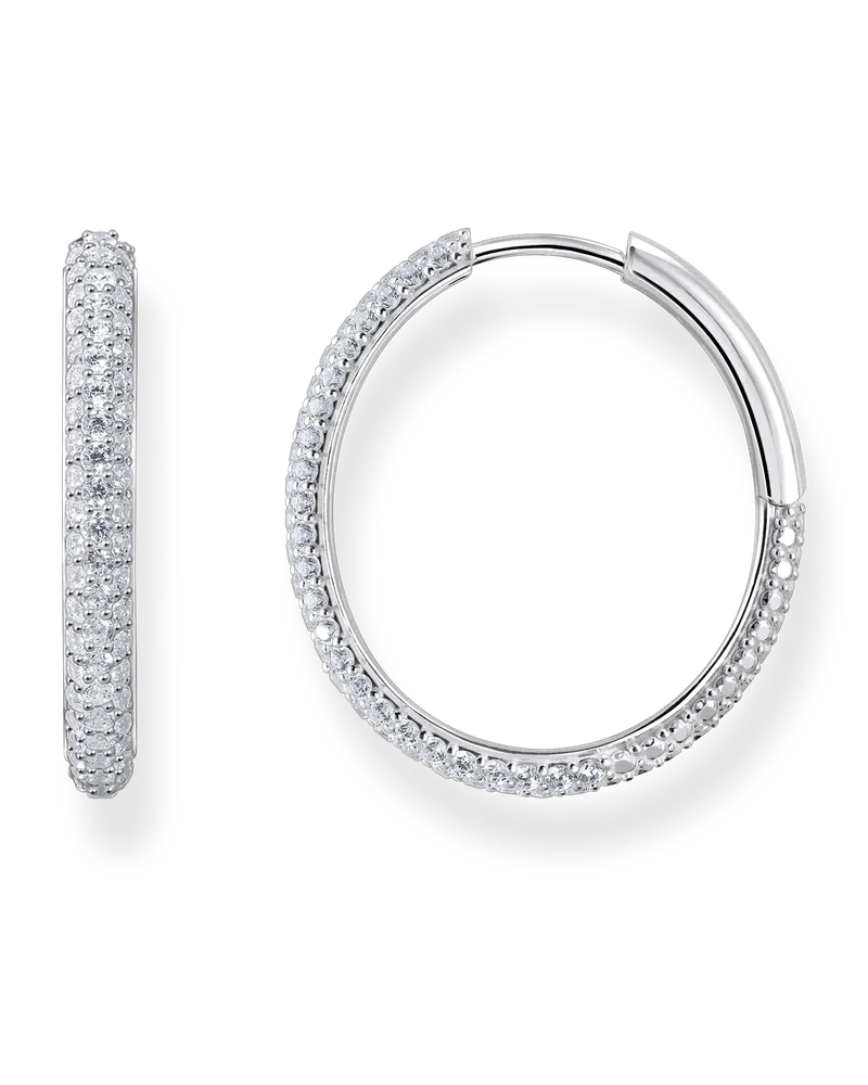 Thomas Sabo Damen Creolen mit weißem Zirkonia-Pavé Silber, Sterlingsilber Silberfarben