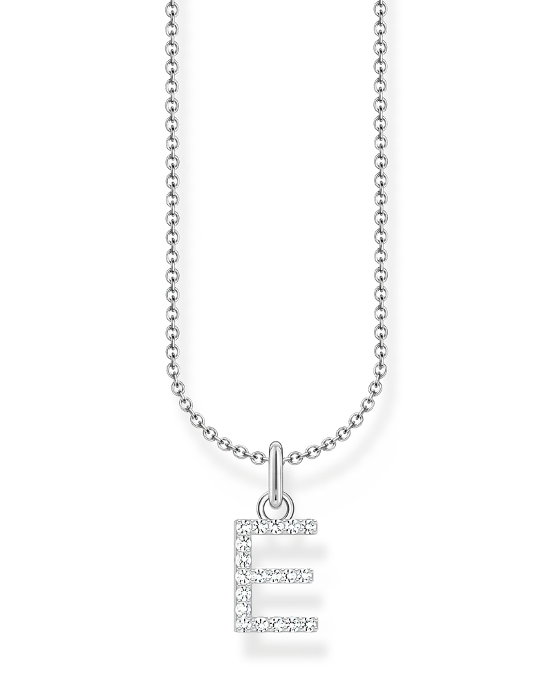 Thomas Sabo Damen Kette mit Buchstaben-Anhänger E Silber, Sterlingsilber, Charming Collection Silberfarben