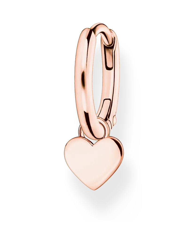 Thomas Sabo Damen Einzel Creole mit Herz Anhänger roségold, Sterlingsilber Roségold vergoldet, Charming Collection Roségoldfarben