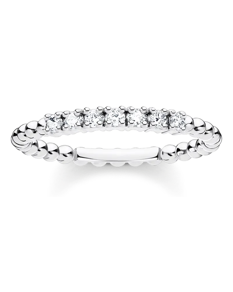 Thomas Sabo Damen Ring Kugeln mit weißen Steinen silber, Sterlingsilber, Charming Collection Silberfarben