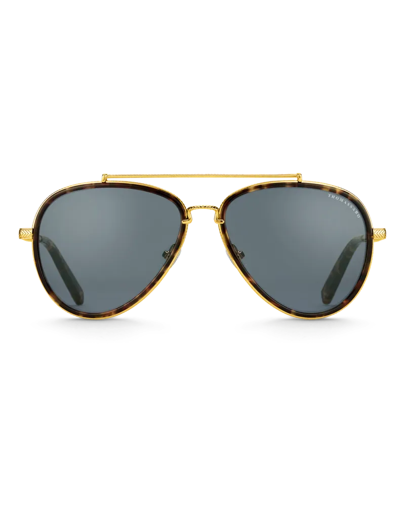 Thomas Sabo Herren Sonnenbrille Harrison Pilot Ethno Havanna, 174 Blau