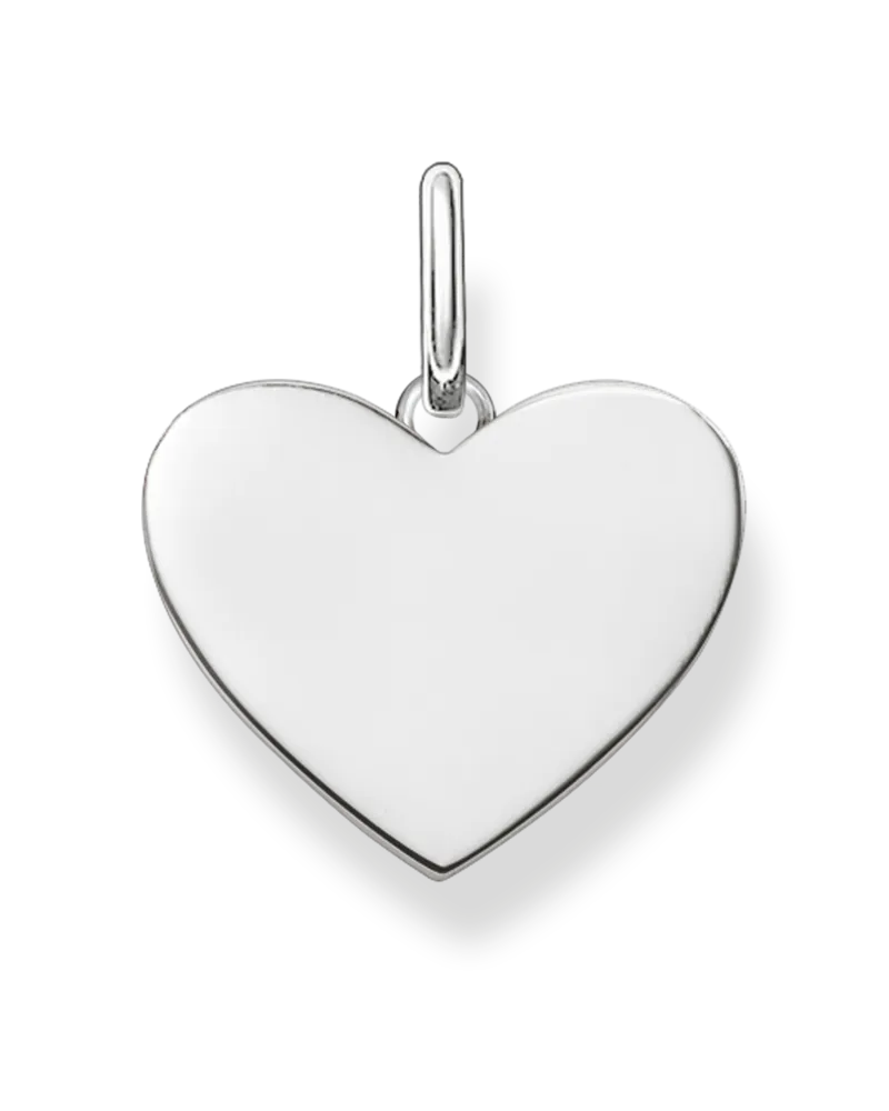 Thomas Sabo Damen Anhänger Herz klein silber mit Gravur, Sterlingsilber Silberfarben