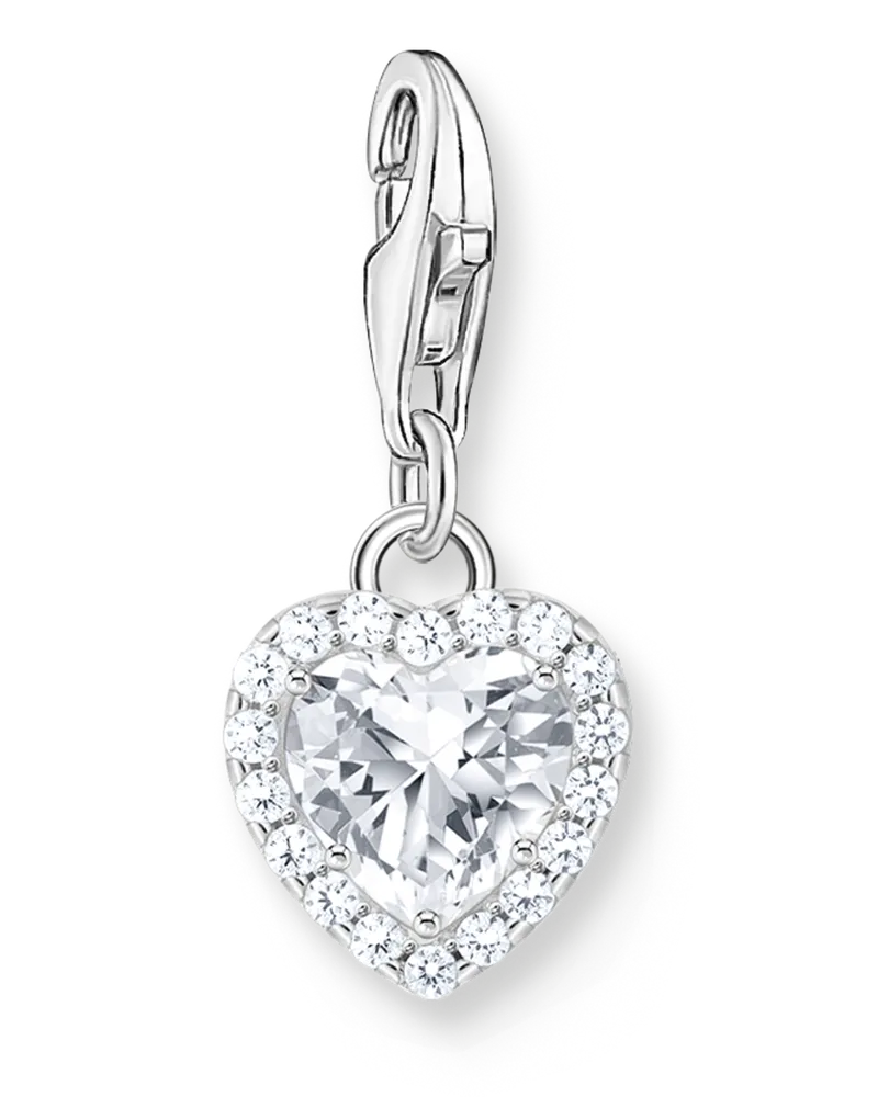 Thomas Sabo Damen Charm-Anhänger Herz Weiß Silber, Sterlingsilber, Charm Club Collection Silberfarben