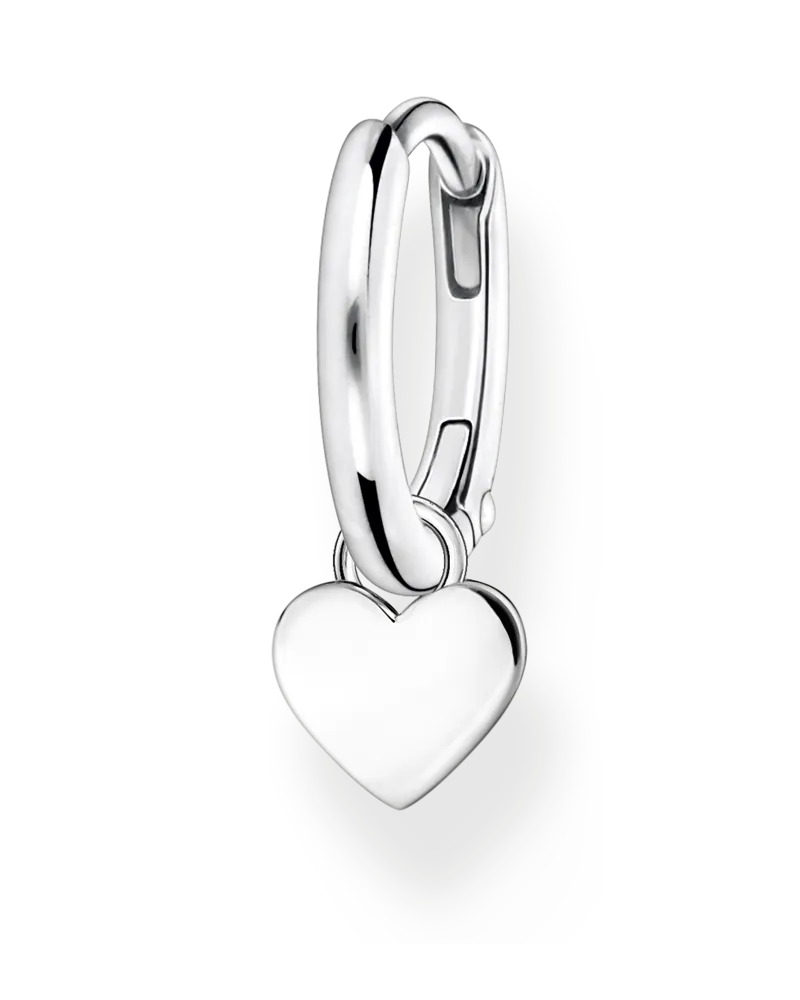 Thomas Sabo Damen Einzel Creole mit Herz Anhänger Silber, Sterlingsilber, Charming Collection Silberfarben