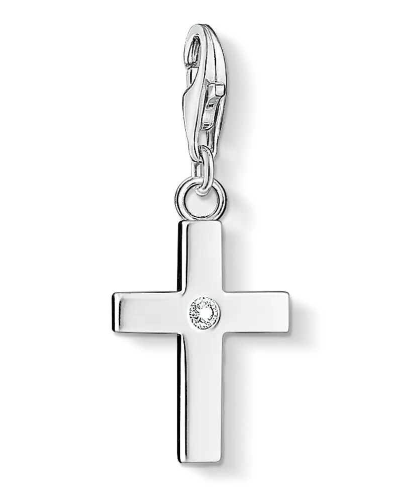 Thomas Sabo Damen Charm-Anhänger Kreuz, Sterlingsilber, Charm Club Collection Silberfarben