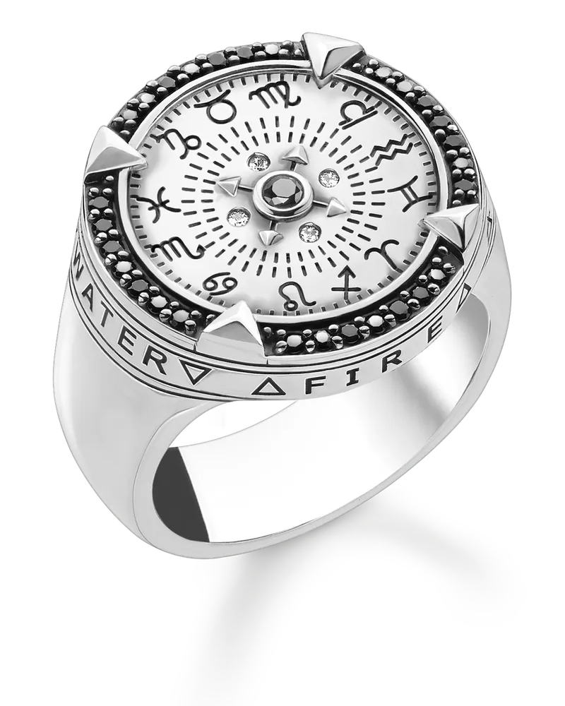 Thomas Sabo Herren Ring Elements of Nature silber, Sterlingsilber Schwarz