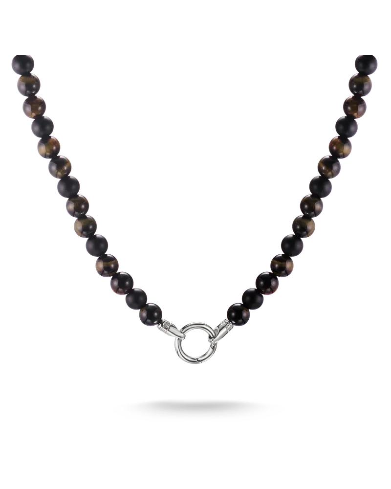 Thomas Sabo Kette mit Obsidian und Tigerauge Beads schwarz KE2411-S01-11-L60 Edelstahlfarben