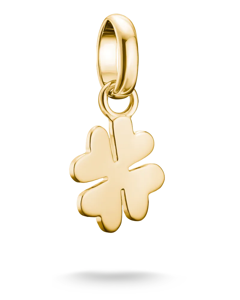 Thomas Sabo Damen Charm-Anhänger Glücksklee Connect vergoldet, Sterlingsilber Gelbgold vergoldet Gelbgoldfarben