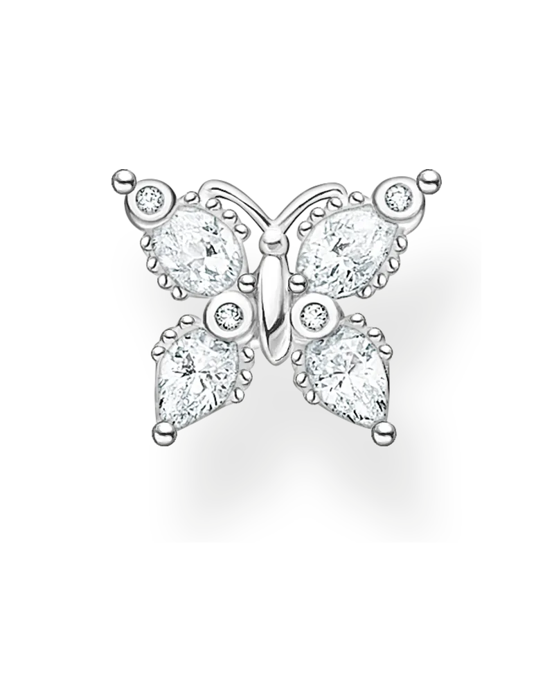 Thomas Sabo Damen Einzel Ohrstecker Schmetterling weiße Steine, Sterlingsilber, Charming Collection Silberfarben