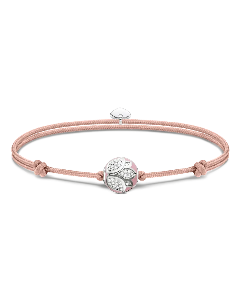 Thomas Sabo Damen Armband Karma Secret mit rosa Lotusblüte Bead, Kaltemail, Karma Beads Beige