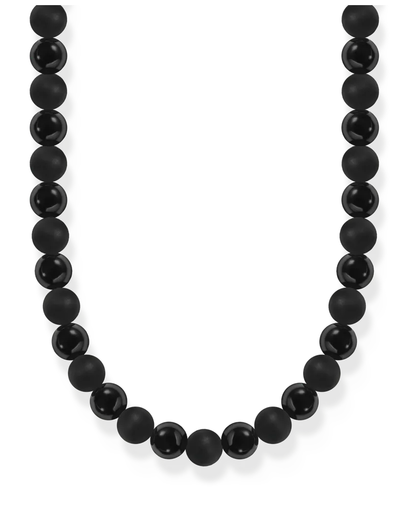 Thomas Sabo Herren Talisman-Kette mit Obsidian, Sterlingsilber Schwarz