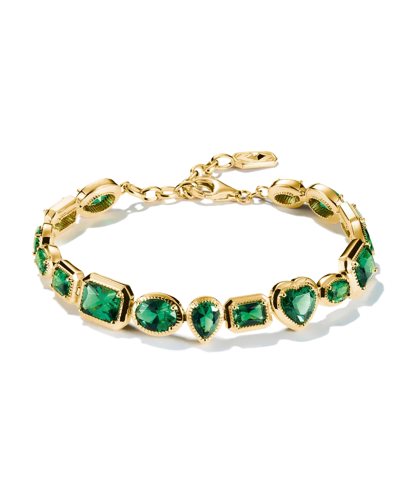 Thomas Sabo Damen Armband grüne Steine 18k Vergoldung, 925 Sterlingsilber, vergoldet Gelbgold/ Glas-Keramik Stein Gelbgoldfarben