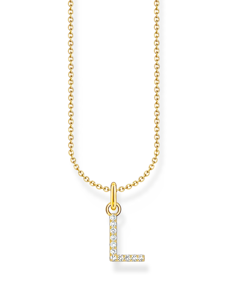 Thomas Sabo Damen Kette mit Buchstaben-Anhänger L vergoldet, Sterlingsilber Gelbgold vergoldet, Charming Collection Gelbgoldfarben