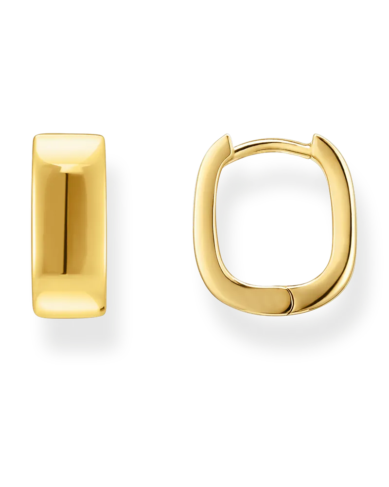 Thomas Sabo Damen Creolen mit eckiger Form vergoldet, Sterlingsilber Gelbgold vergoldet Gelbgoldfarben