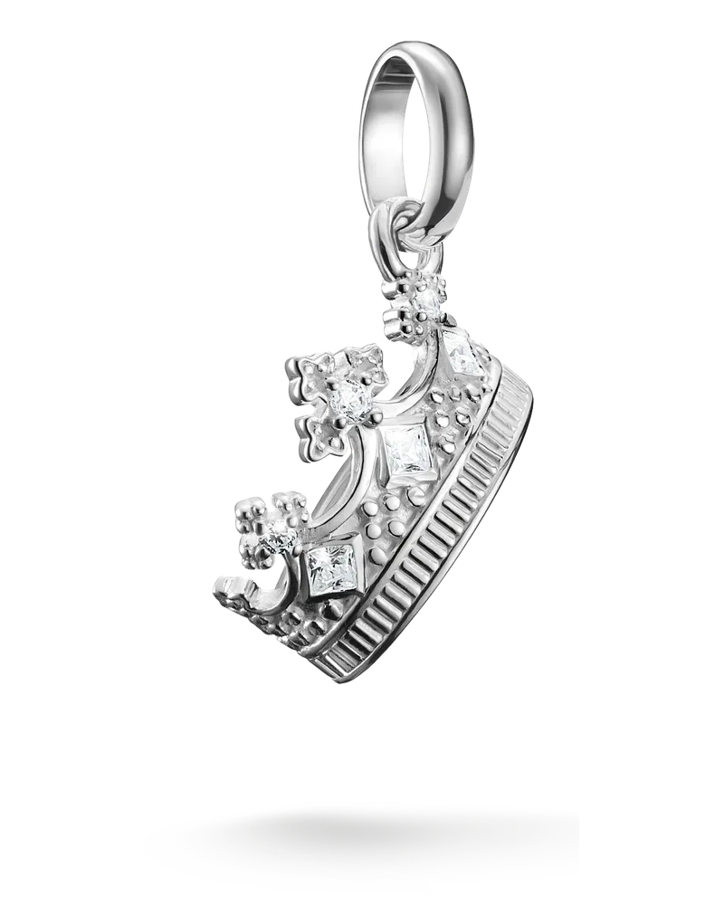 Thomas Sabo Damen Charm-Anhänger Krone mit Steinen Connect Silber, Sterlingsilber Silberfarben