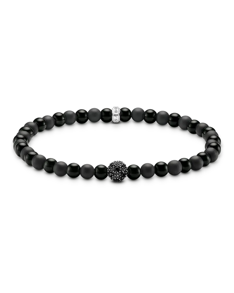 Thomas Sabo Herren Talisman-Armband positive Energie Obsidian, Sterlingsilber Schwarz