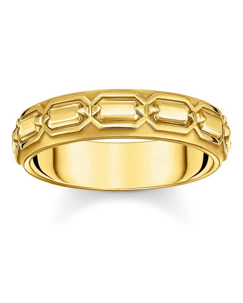 Thomas Sabo Herren Ring Krokodilpanzer vergoldet, Sterlingsilber Gelbgold vergoldet Gelbgoldfarben