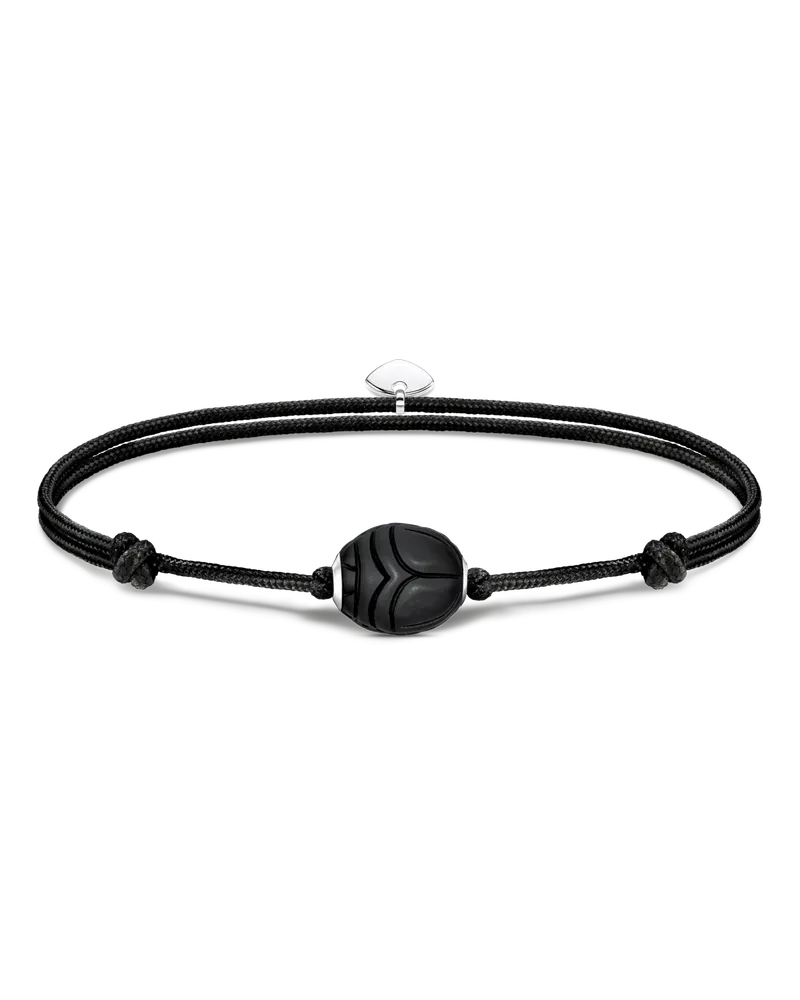 Thomas Sabo Damen Armband Karma Secret mit schwarzem Obsidian Bead mattiert, Sterlingsilber, Karma Beads Schwarz