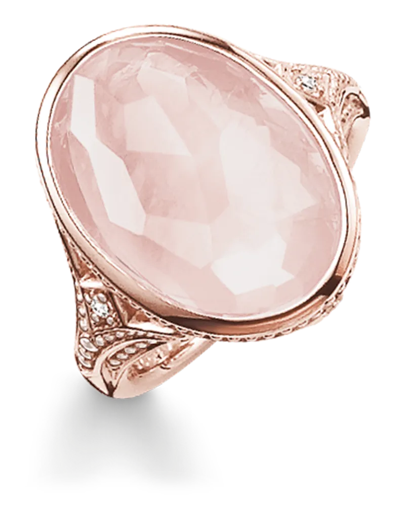 Thomas Sabo Damen Cocktailring rosa, Sterlingsilber Roségold vergoldet Pink