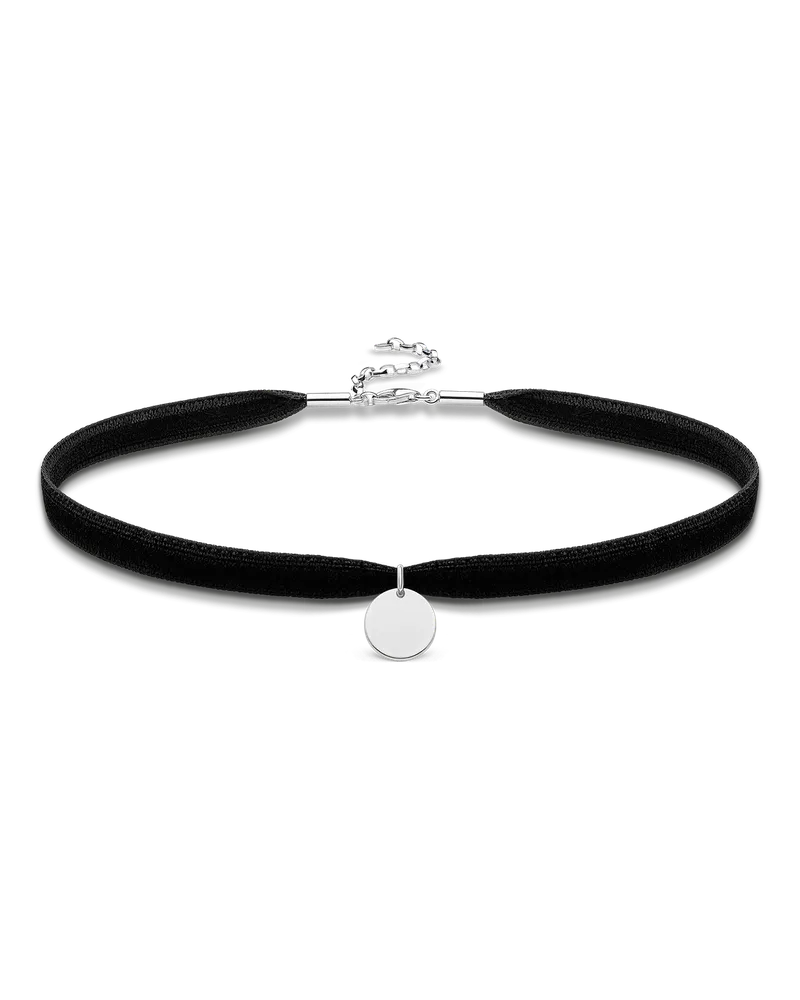 Thomas Sabo Damen Choker Coin mit Gravur, Sterlingsilber Schwarz