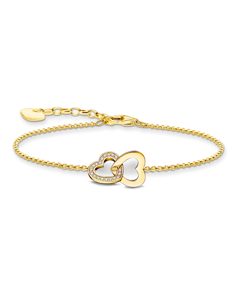 Thomas Sabo Damen Armband mit verschlungenen Herzen vergoldet, Sterlingsilber Gelbgold vergoldet, Charming Collection Gelbgoldfarben