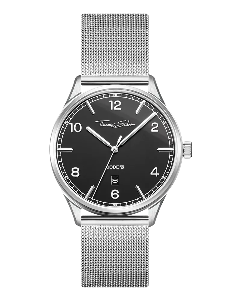 Thomas Sabo Herren Unisexuhr Code TS schwarz silberfarben, Edelstahl Mattschwarz