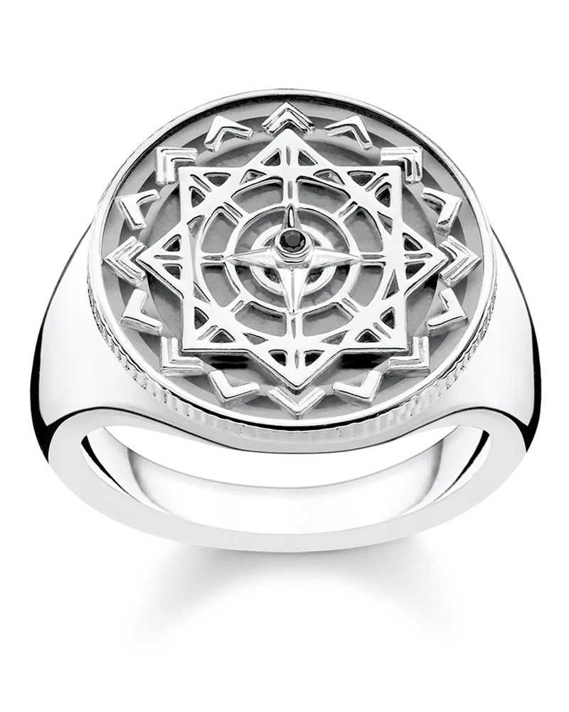 Thomas Sabo Herren Ring Vintage Kompass silber, Sterlingsilber Schwarz