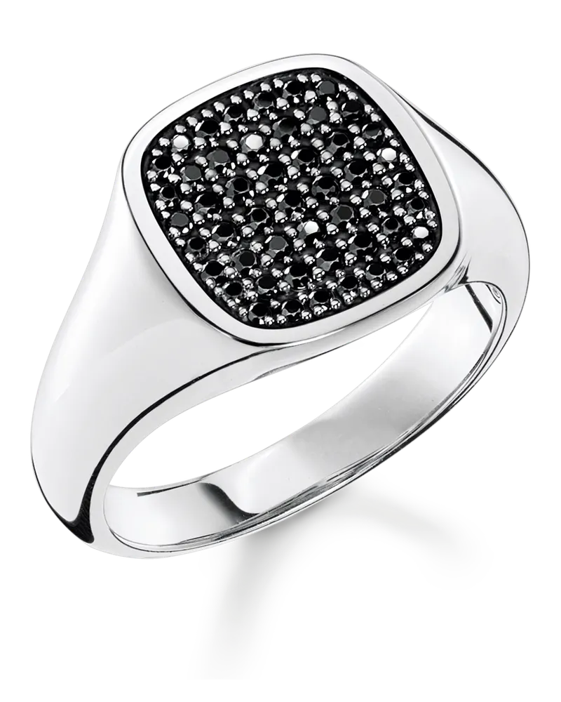 Thomas Sabo Herren Ring mit schwarzen Steinen silber, Sterlingsilber Schwarz
