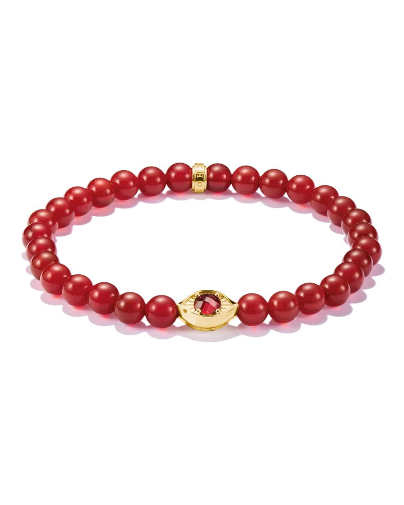 Thomas Sabo Damen Armband Beads Rot Auge 18k Vergoldung, Sterlingsilber Gelbgold vergoldet Gelbgoldfarben