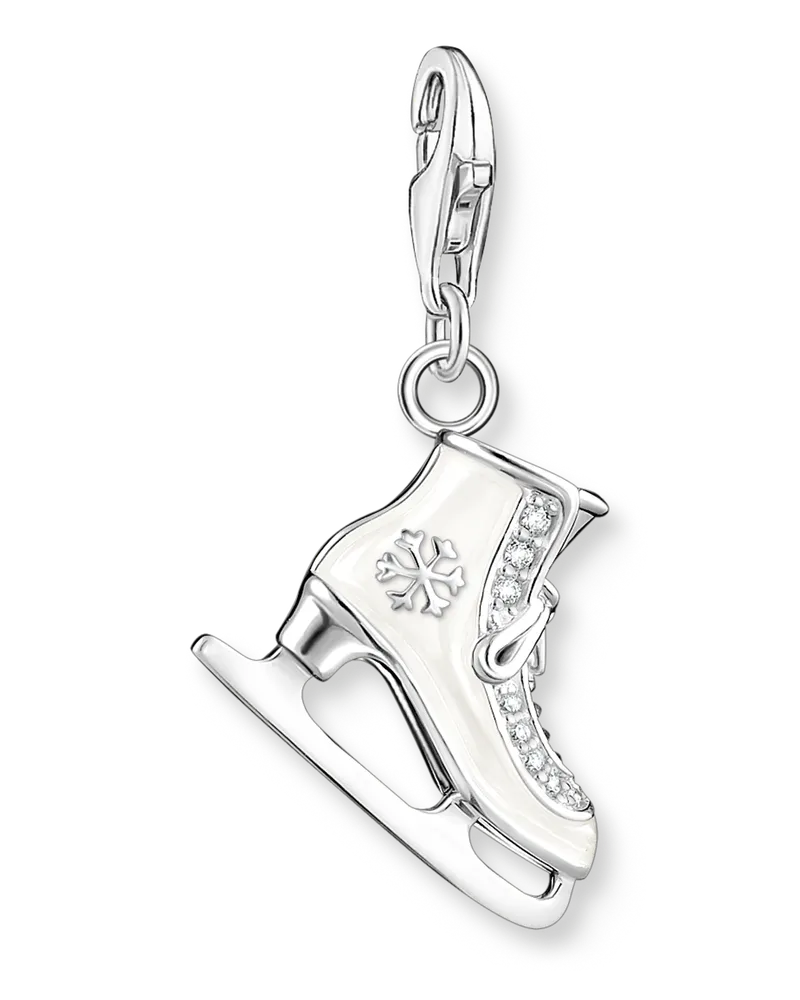 Thomas Sabo Damen Charm-Anhänger Schlittschuh silber, Sterlingsilber, Charm Club Collection Mehrfarbige