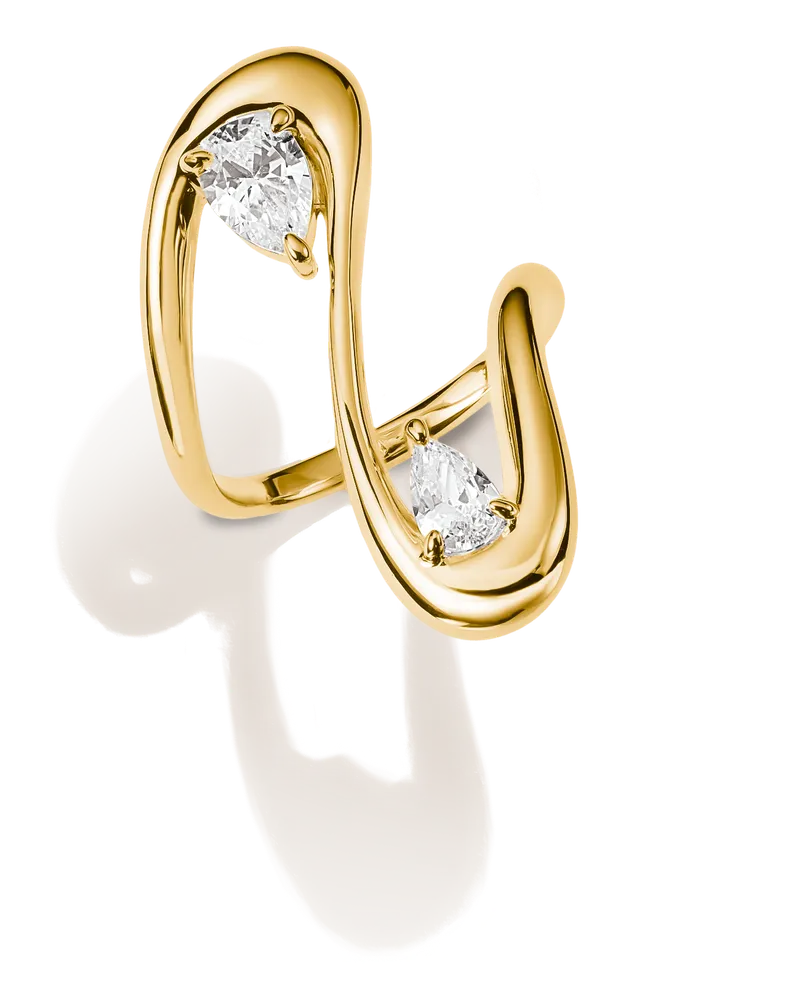 Thomas Sabo Damen Ring mit weißem Zirkonia in Tropfenform, M01 Gelbgoldfarben