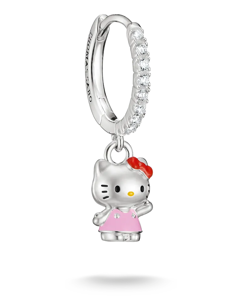 Thomas Sabo Damen Hello Kitty Single-Creole mit weißem Zirkonia, M06 Gelb