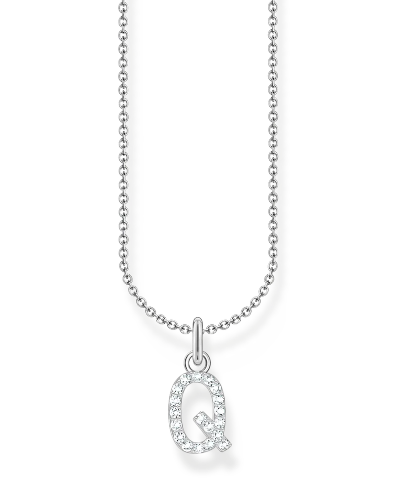 Thomas Sabo Damen Kette mit Buchstaben-Anhänger Q Silber, Sterlingsilber, Charming Collection Silberfarben