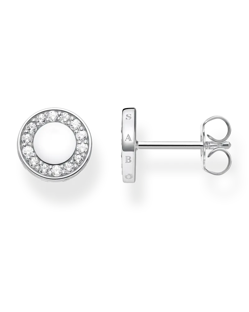 Thomas Sabo Damen Ohrstecker Kreis mit weißen Steinen Silber, Sterlingsilber Silberfarben