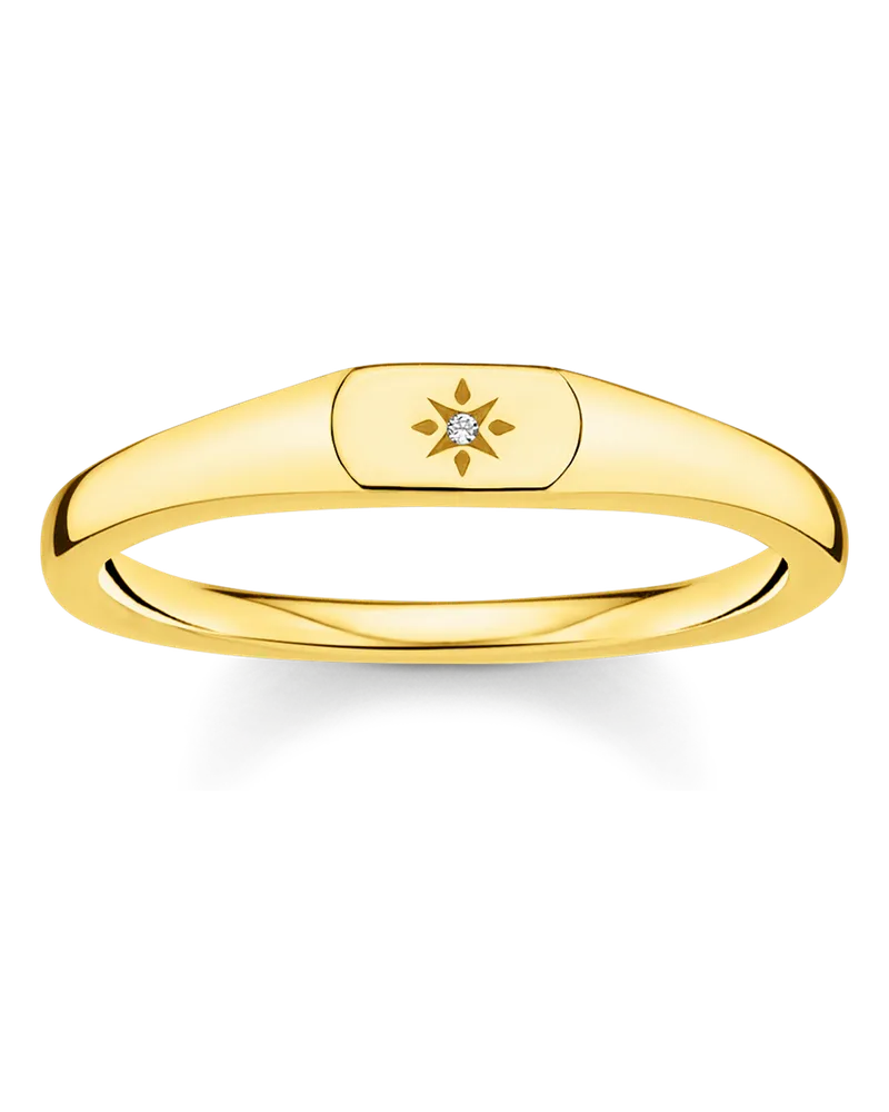 Thomas Sabo Damen Ring Stern gold, Sterlingsilber Gelbgold vergoldet, Charming Collection Gelbgoldfarben