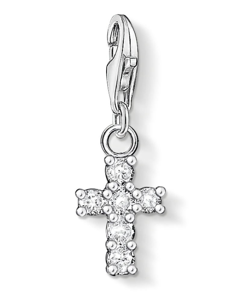 Thomas Sabo Damen Charm-Anhänger Kreuz, Sterlingsilber, Charm Club Collection Silberfarben