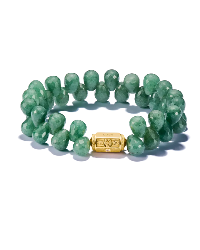 Thomas Sabo Damen Armband Beads Grün Zweireihig 18k Vergoldung, Sterlingsilber Gelbgold vergoldet Gelbgoldfarben
