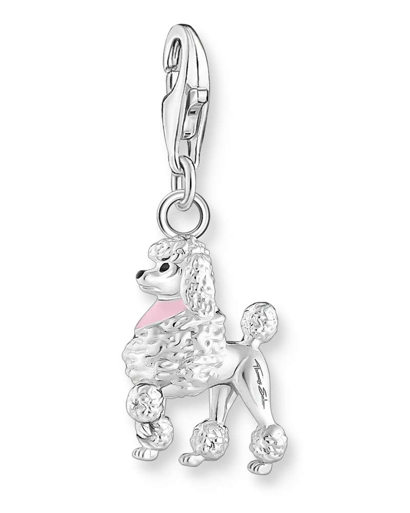 Thomas Sabo Damen Charm-Anhänger Pudel mit Halstuch pink Silber, Sterlingsilber, Charm Club Collection Pink