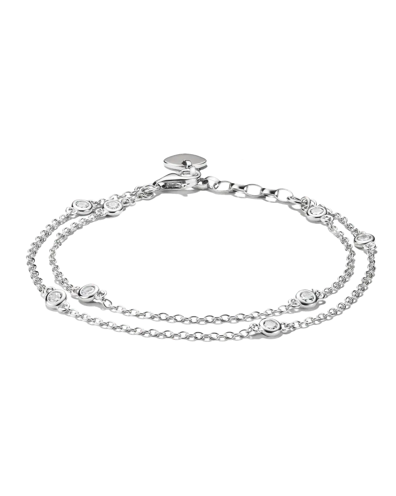 Thomas Sabo Damen Armband doppelreihig  Zirkonia Silber, Sterlingsilber Silberfarben