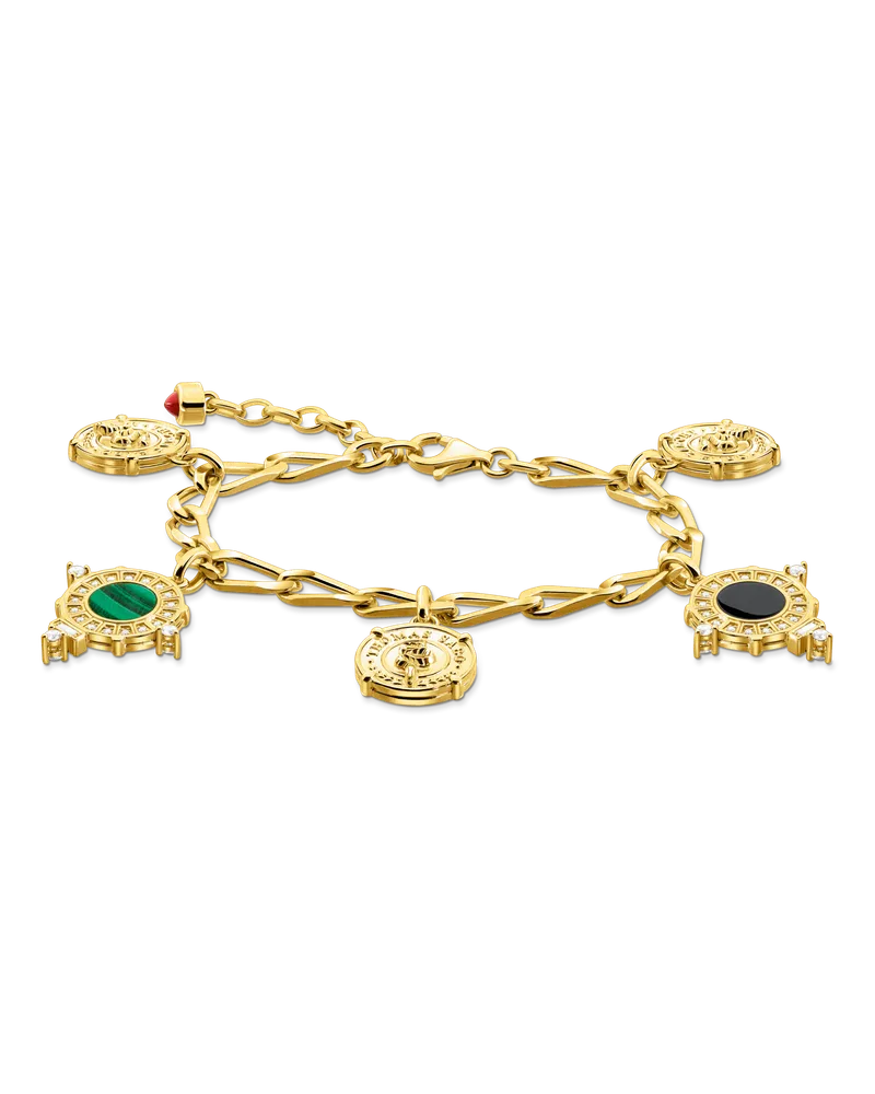 Thomas Sabo Damen Armband mit Münzanhängern vergoldet, 522 Gelbgoldfarben