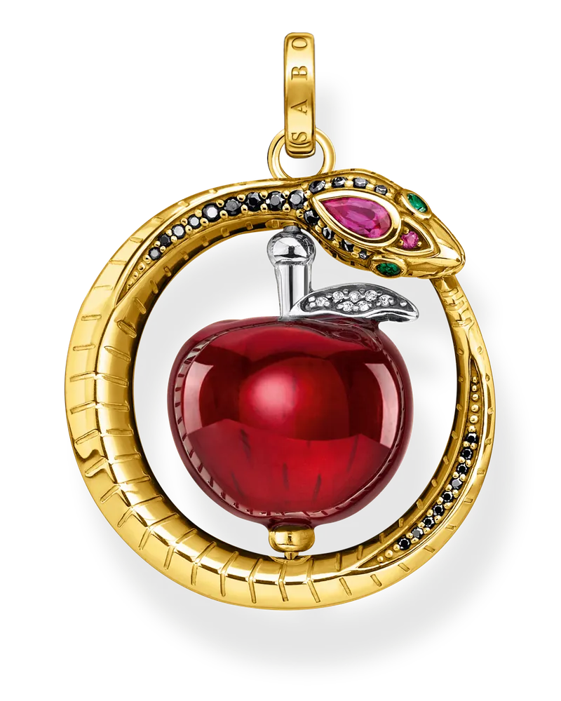 Thomas Sabo Damen Anhänger Apfel mit Schlange gold, Sterlingsilber Gelbgold vergoldet Gelbgoldfarben