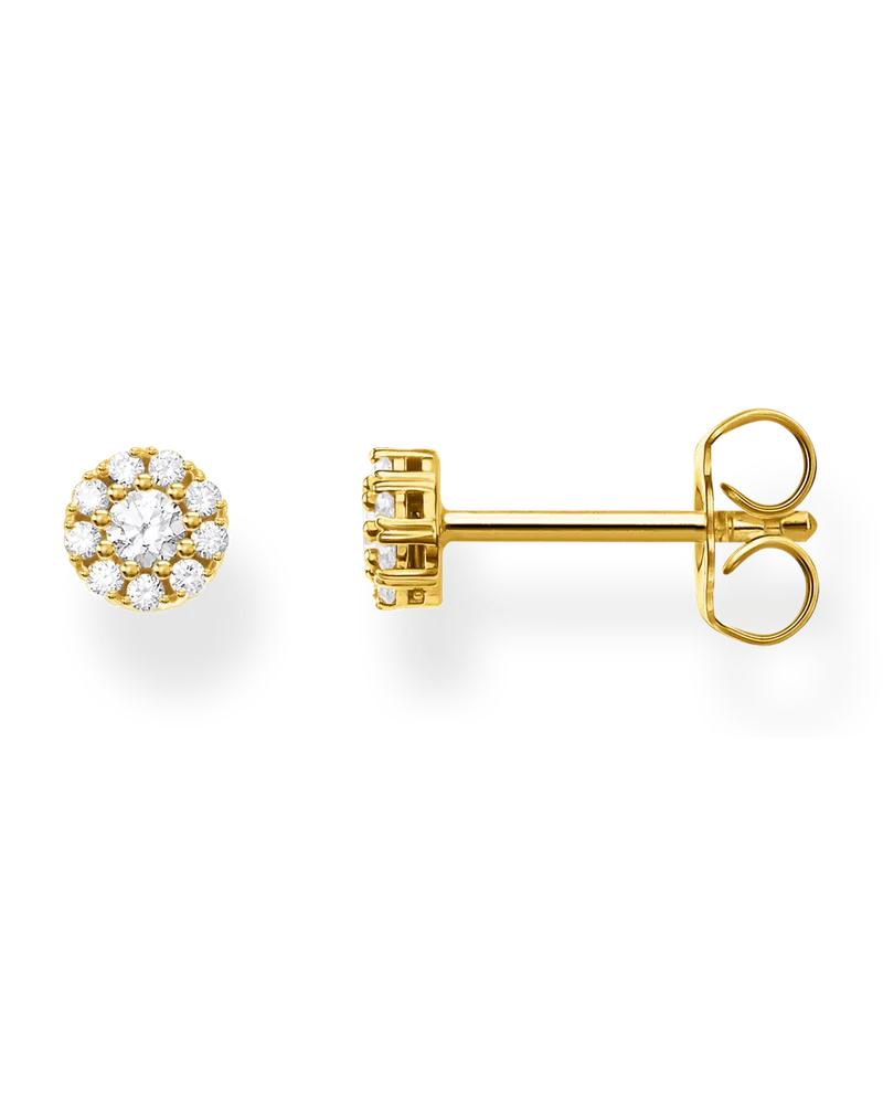 Thomas Sabo Damen Einzel Ohrstecker weiße Steine gold, Sterlingsilber Gelbgold vergoldet, Charming Collection Gelbgoldfarben