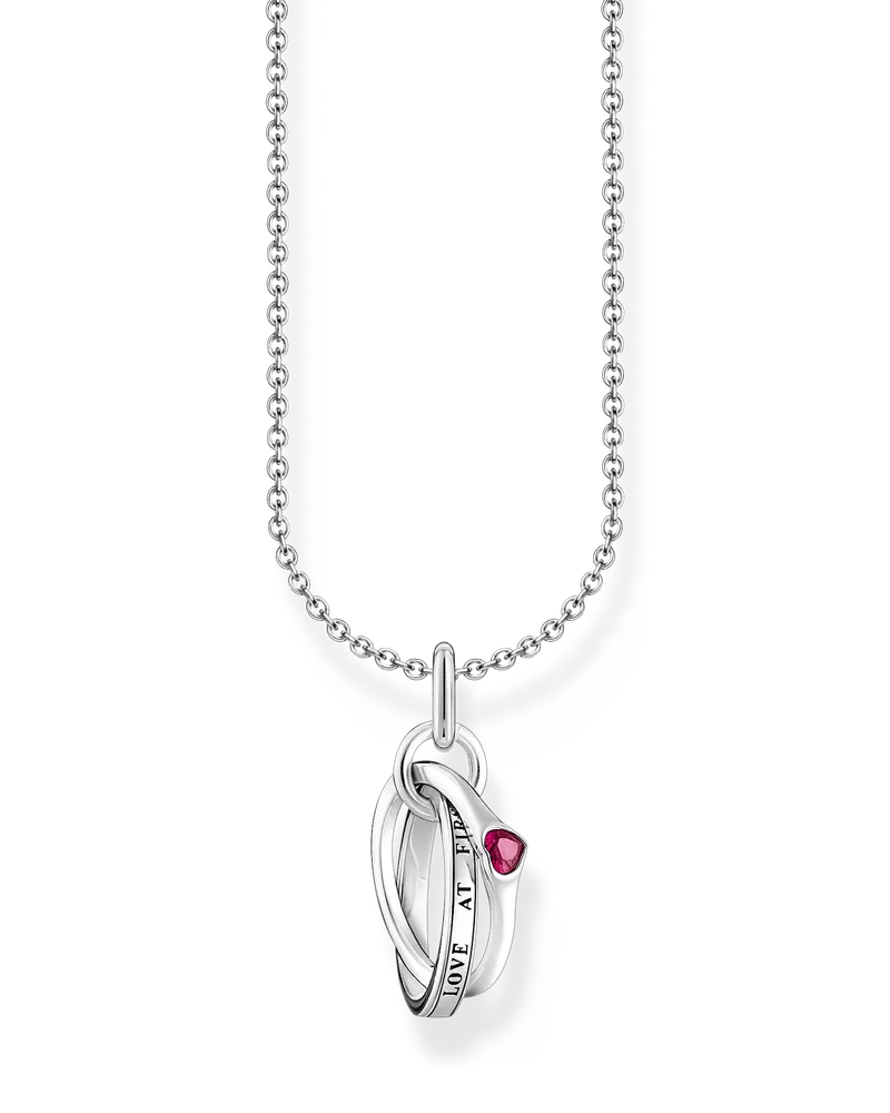 Thomas Sabo Damen Kette mit Together-Ring-Anhänger Silber, Sterlingsilber, Charming Collection Rot