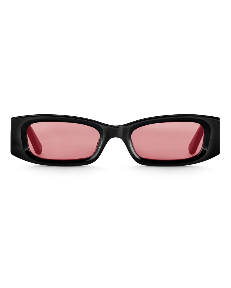 Thomas Sabo Herren Sonnenbrille Kim schmal rechteckig dunkelrot, Sterlingsilber Schwarz-glänzend