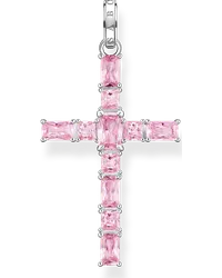 Thomas Sabo Anhänger Kreuz mit pinken Steinen Silber Pink