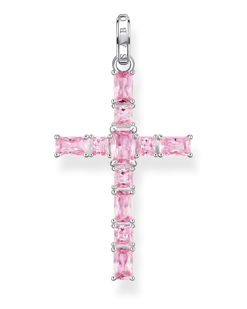 Thomas Sabo Anhänger Kreuz mit pinken Steinen Silber Pink